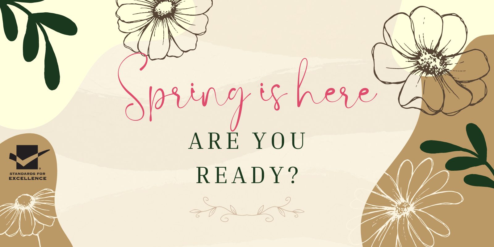 Spring is here, are you ready? Banner with flowers