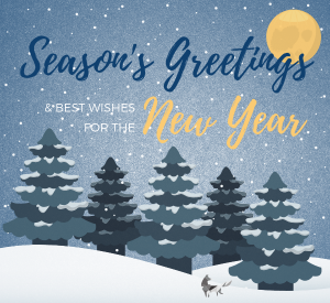 Trees in snow - happy holidays message