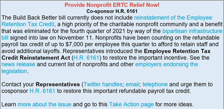 We join the National Council of Nonprofits in Urging Action to Restore the ERTC and avoid Retroactive Employer Liabilities