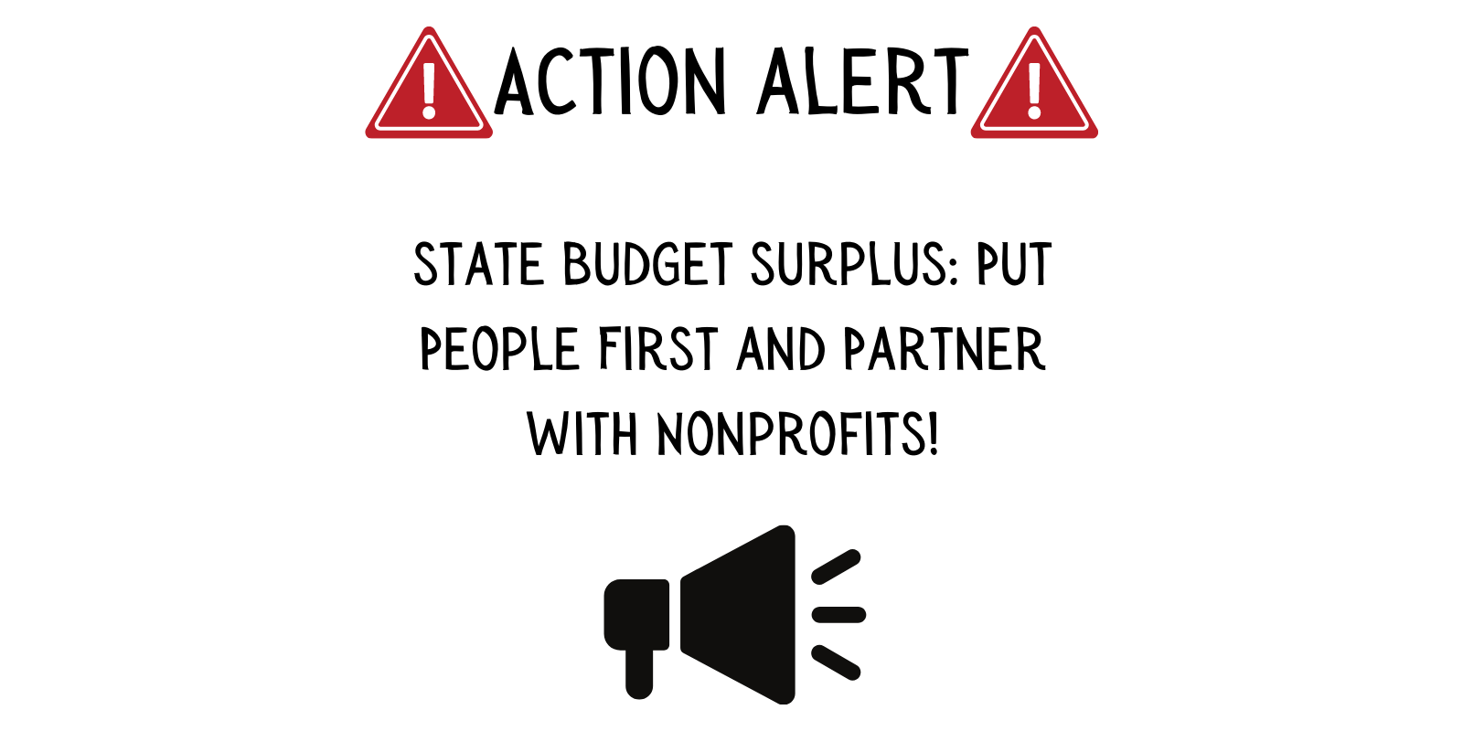 Action alert, state budget surplus: put people first and partner with nonprofits!